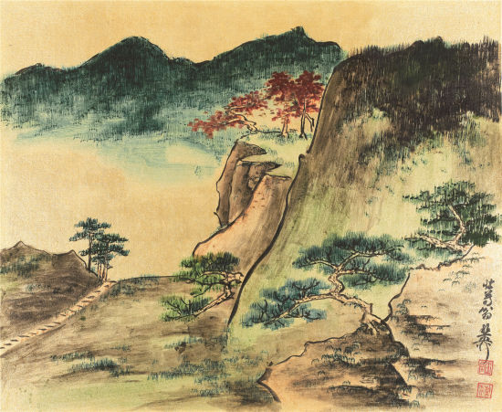 谢稚柳 《江山粹美册》 之三 纸本设色 册页29×36cm