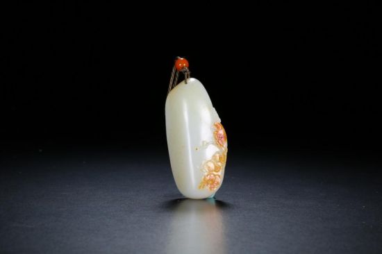 瞿利军  和田玉籽料喜上眉梢把件 7.1x3.6x1.6com  71.2g 无底价