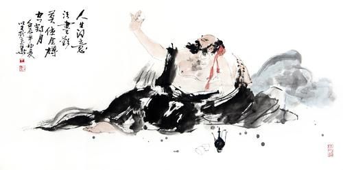 王以才所绘写意人物画