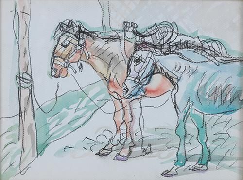 罗中立 马 水彩 纸本 19×25.7cm 1989年