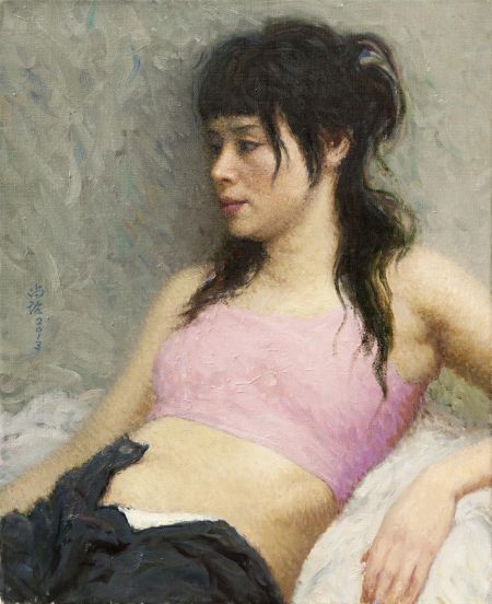 靳尚谊 文艺肖像 布面油画 53.5×43cm 2013年 RMB：3,600,000-4,500,000