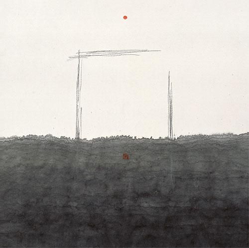 张羽 8807 水墨 铅笔 宣纸 　　Zhang Yu 8807 Ink Pencil on Rice Paper 68×68cm 1988