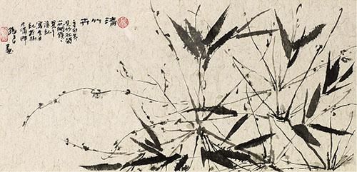 孙良 清竹卉(五联幅)水墨 纸本 　　Sun Liang Fresh Bamboo (A Set of Five Pieces) 　　Ink on Paper 25×50cm (Each Piece) 2012