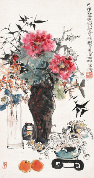 程十髮 岁朝图 设色纸本 80年代购自上海友谊商店