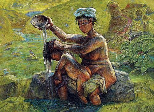 罗中立 母子 油彩 画布