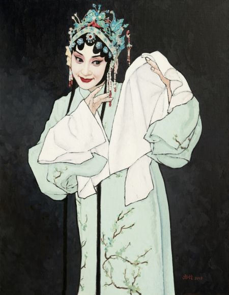 靳尚谊 牡丹亭 布面油画 90×70cm 2013年 华艺国际2014春季拍卖会 估价：咨询价