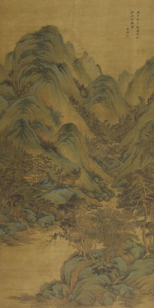 王鉴《溪山仙馆图》 设色绢本 立轴  197×98cm