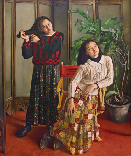 杨飞云《妙龄女》 1996年作 布面 油画 194×162 cm.