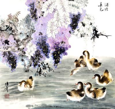 俆奇的作品《满塘春色》