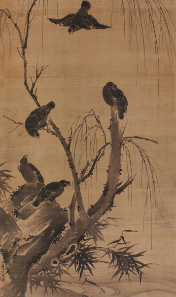 陈淳  花鸟  绢本水墨 立轴  116×70cm