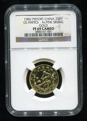 1980年第13届冬季奥运会-男子滑降16克精制加厚金币(