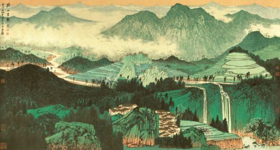 薛亮 (b.1956) 黔山生态图　　纸本镜心 2007年作　　96.5×180cm