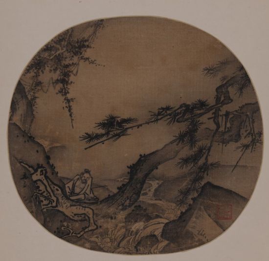 南宋马远《松岩观瀑图》