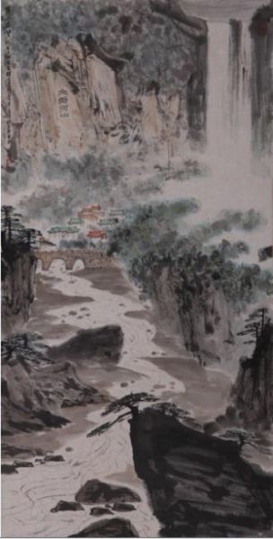 亚明 黄山在望 139.5×70.5cm  纸本设色