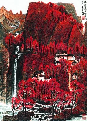 山水画《万山红遍》 李可染作
