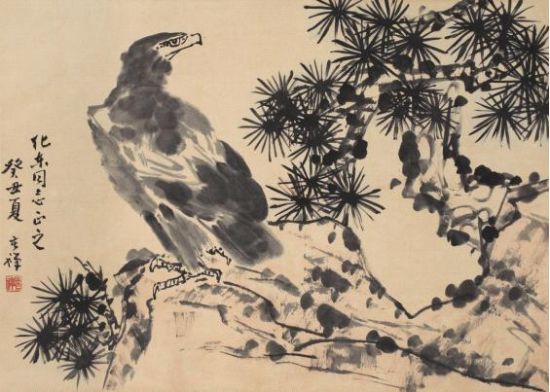 松鹰图 李苦禅