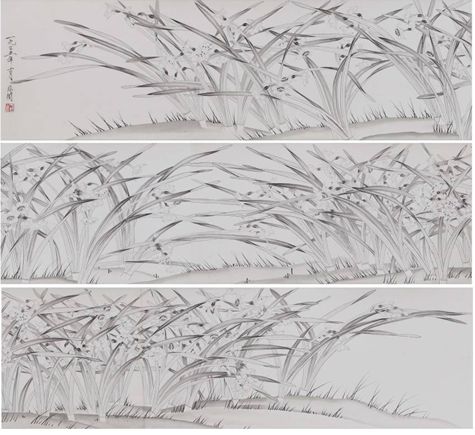 于非闇水仙水墨纸本手卷25×248