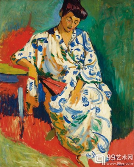 艺术家安德烈·德朗（André Derain）的名为《穿和服的马蒂斯夫人》（Madame Matisse au kimono）的华美肖像作品