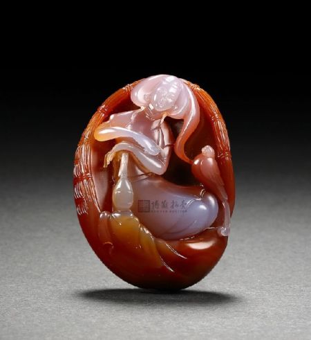 玛瑙仕女把件 6.5×4.9×1.7cm 82.6g 无底价