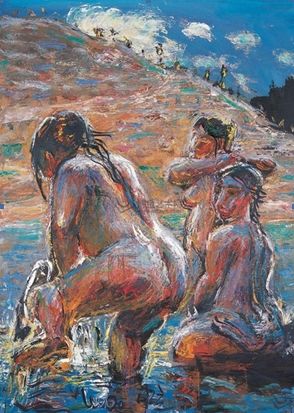 罗中立《阳光玉女》纸本油画