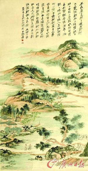 张大千《清溪翠幄》 中国画 158×82cm