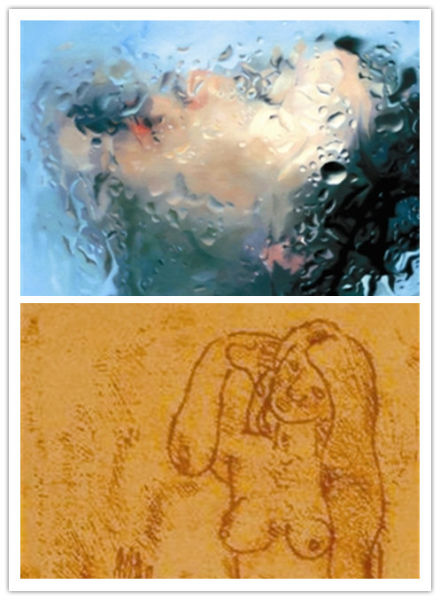 杨千的《水珠女人》（左）和张晓刚的《女人体》（下）去年都拍出了“捡漏价”。