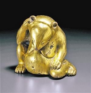 ▲西汉鎏金铜熊镇拍出240万美元。 （资料图片）