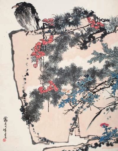 ▲潘天寿作品《鹰石山花图》(182.3cm×141.8cm)以2.79亿元创其画作拍卖价格纪录。 小小供图 