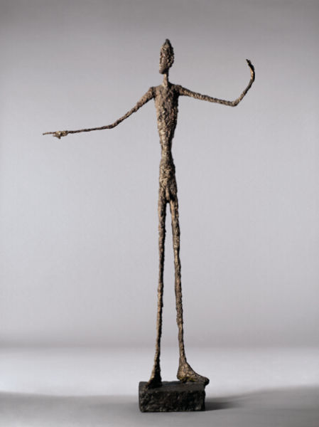 阿尔伯托·贾科梅蒂 L'homme au doigt 铜雕 艺术家手工上色 高：69 7/8 吋（177.5公分） 成交额：1.41285亿美元