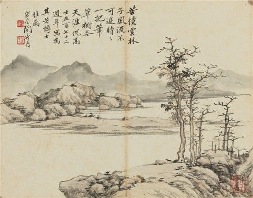 陶冷月 (1895-1985) 江畔小景 纸本镜心 26×33cm 备注：李其芳上款。