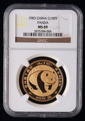 1983年熊猫1盎司普制金币一枚(NGC MS69)