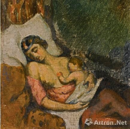 保罗·塞尚(Paul Cézanne) 《FEMME ALLAITANT SON ENFANT》 1872年作 23.2×23.2cm 估价：20万至30万英镑