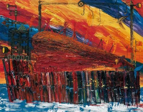 欧阳春《捕鲸船(二)》(2006),布面油画