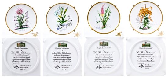 萨尔瓦多•达利的《植物花卉瓷盘(一组八件)(10-17/6244)》