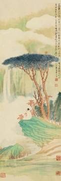 张大千(1899-1983) 秋山观瀑