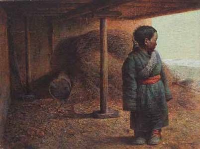 　　罗中立 《屋檐下的小孩》 油彩画布 76×101 cm