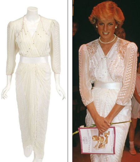 这件镶有华贵珠宝的白色缎面礼服是最棒的单品，戴妃1987年曾穿着