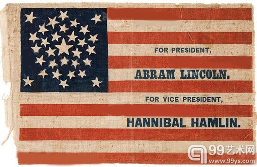 遗产拍卖行推出林肯竞选珍贵旗帜