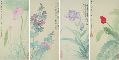 吴湖帆的《花卉四屏》以1437.5万元被藏家刘益谦竞得。