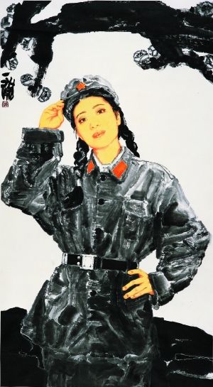 黄一瀚《中国女兵之二》（152 cm×83.5 cm）