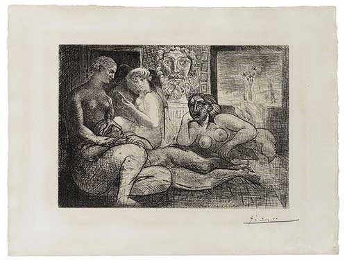 即将亮相拍场的毕加索作品《Quatre femmes nues et tête sculptée》(图源自网络)