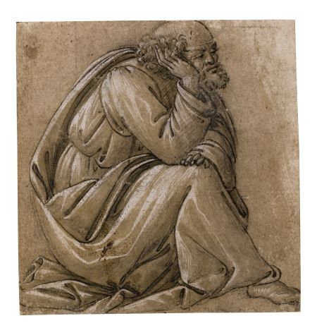 桑德罗 · 波提且利《右手支头的圣若瑟肖像速写》  129 x 124 毫米，估价：100万至150万英镑