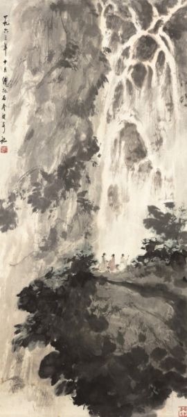 Lot 1299 傅抱石(1904-1965) 松崖观瀑