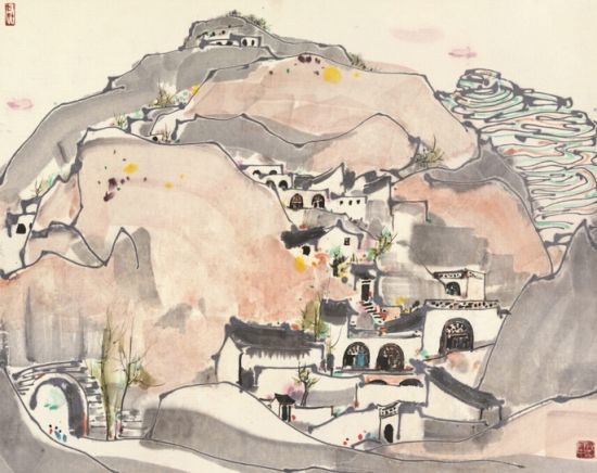 吴冠中(1919-2010) 窑洞山村