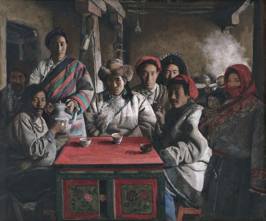 徐唯辛 茶馆 布面油画 106×127cm 1994年 RMB：320,000-480,000