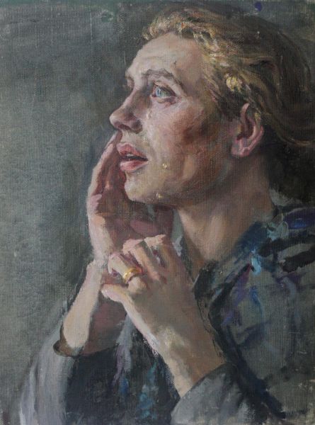 阿利斯托娃·伊丽娜 头像 布面油画 48×36cm 1946年 RMB: 160,000-300,000