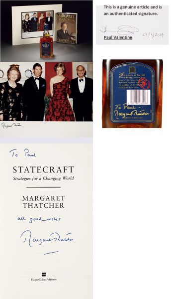 2014西泠春拍：撒切尔夫人 保罗上款签赠限量版威士忌、签名书及签名照