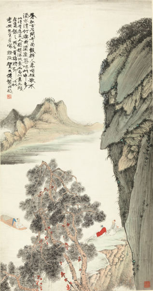 贺天健 (1891-1977) 松荫观水图