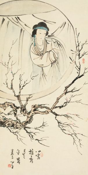 溥儒(1896-1963) 倚窗赏梅 