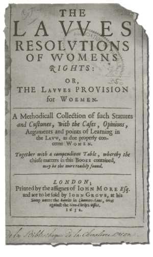 1632年出版的《女性权益决议法律》。